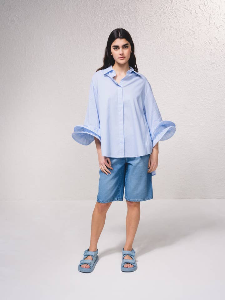 259413 - Striped blouse with detail on the sleeves for wholesale by SMF