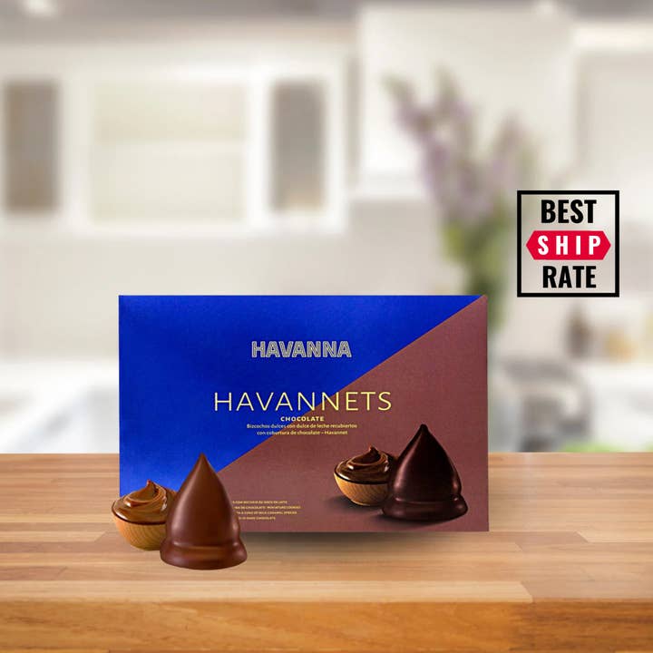 Casacella Foods - Wholesale Chocolate Covered Sweets - Havanna Dark Chocolate Dipped Cones Filled with Caramel 11.6