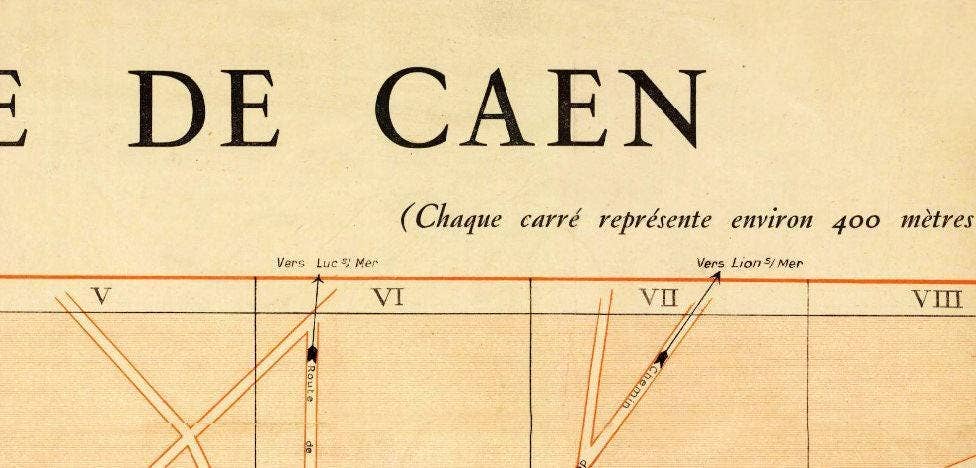 OldCityPrints - Old Maps and Posters – wholesale Konsttryck – Gammal karta över Caen Frankrike 1930 Vintagekarta | Vintagekarta Väggkonsttryck4