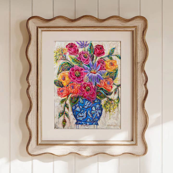 Audra Style - Wholesale Art Print - Blue Vase Floral Bouquet Art, Dopamine Decor, Trendy Colorful Art Print, Maximalist Home1