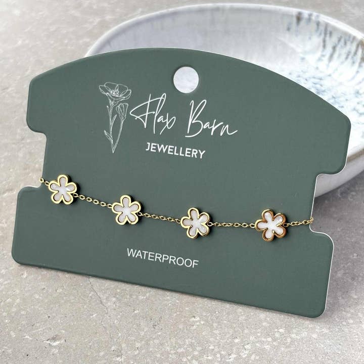 Tarnishbestendige parelmoeren bloemenarmband voor wholesale door Flax Barn