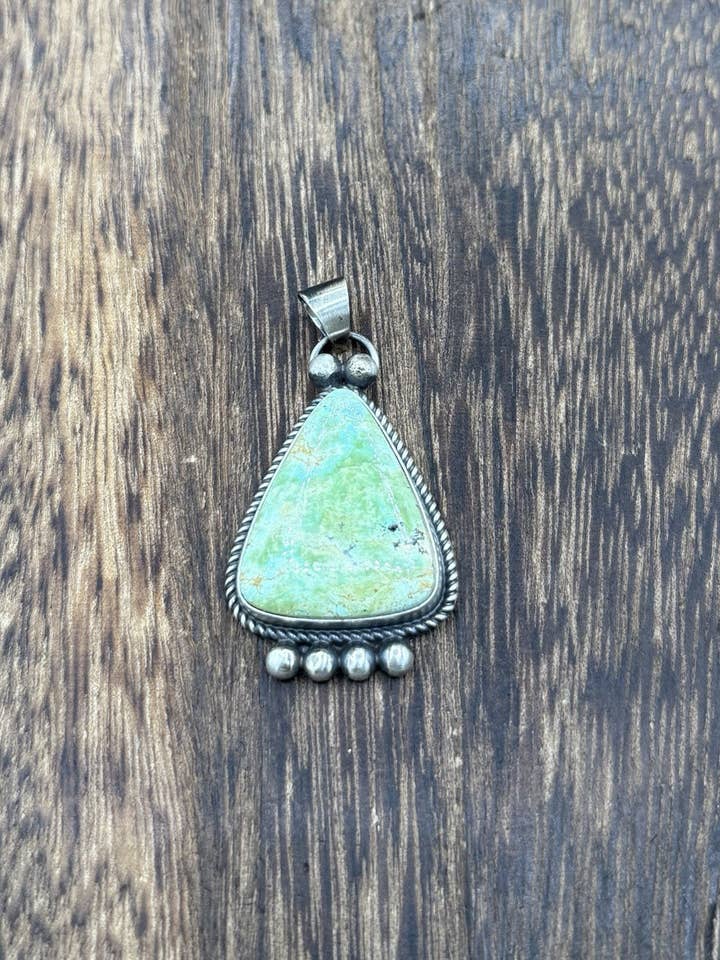 Navajo Handmade Sterling Silver Sonoran Gold Turquoise Pendant Old Look for wholesale by Native City Jewelry
