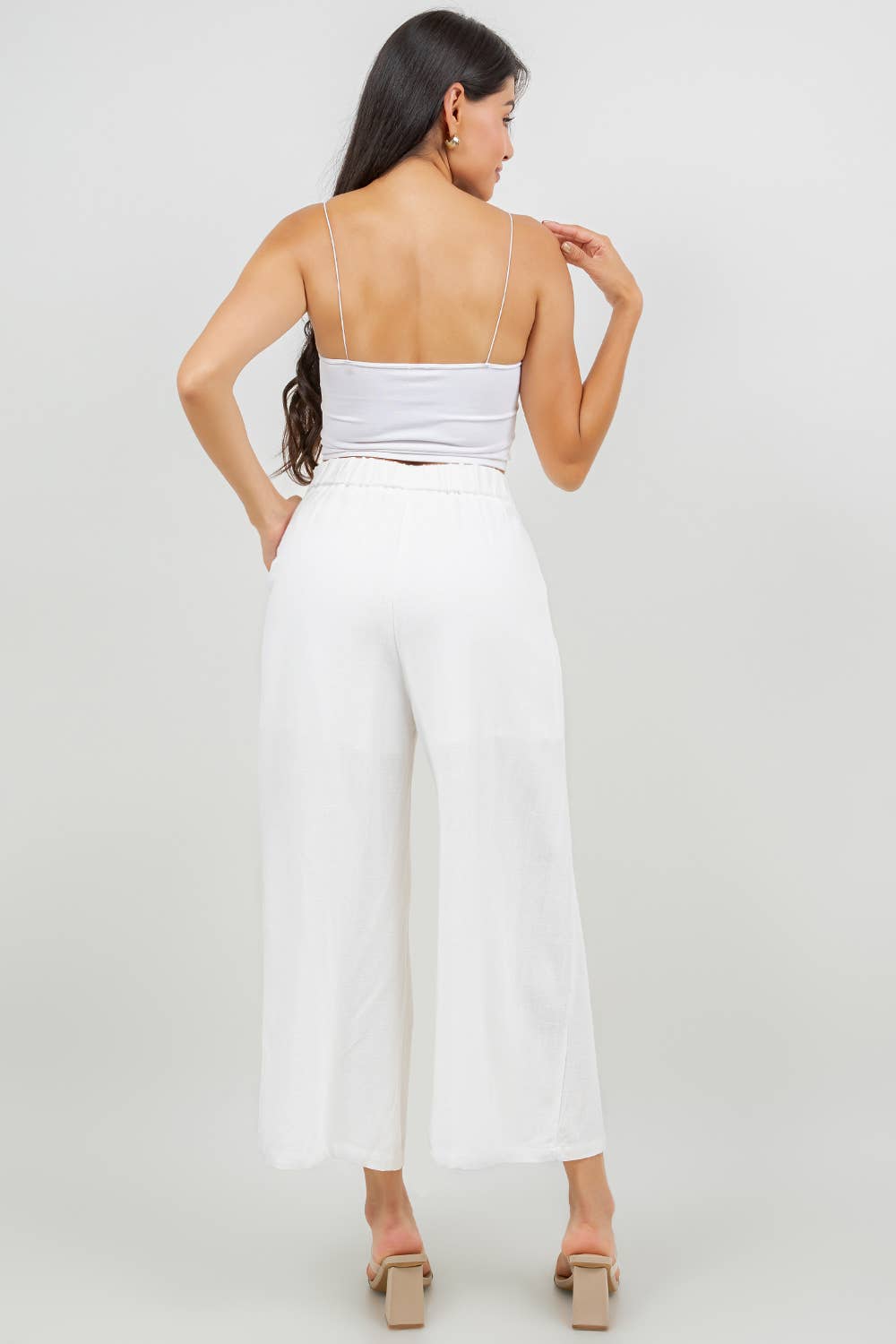 Veracci - Wholesale Pants - Women's - Linen Blend Wide-Leg Capri Pants16