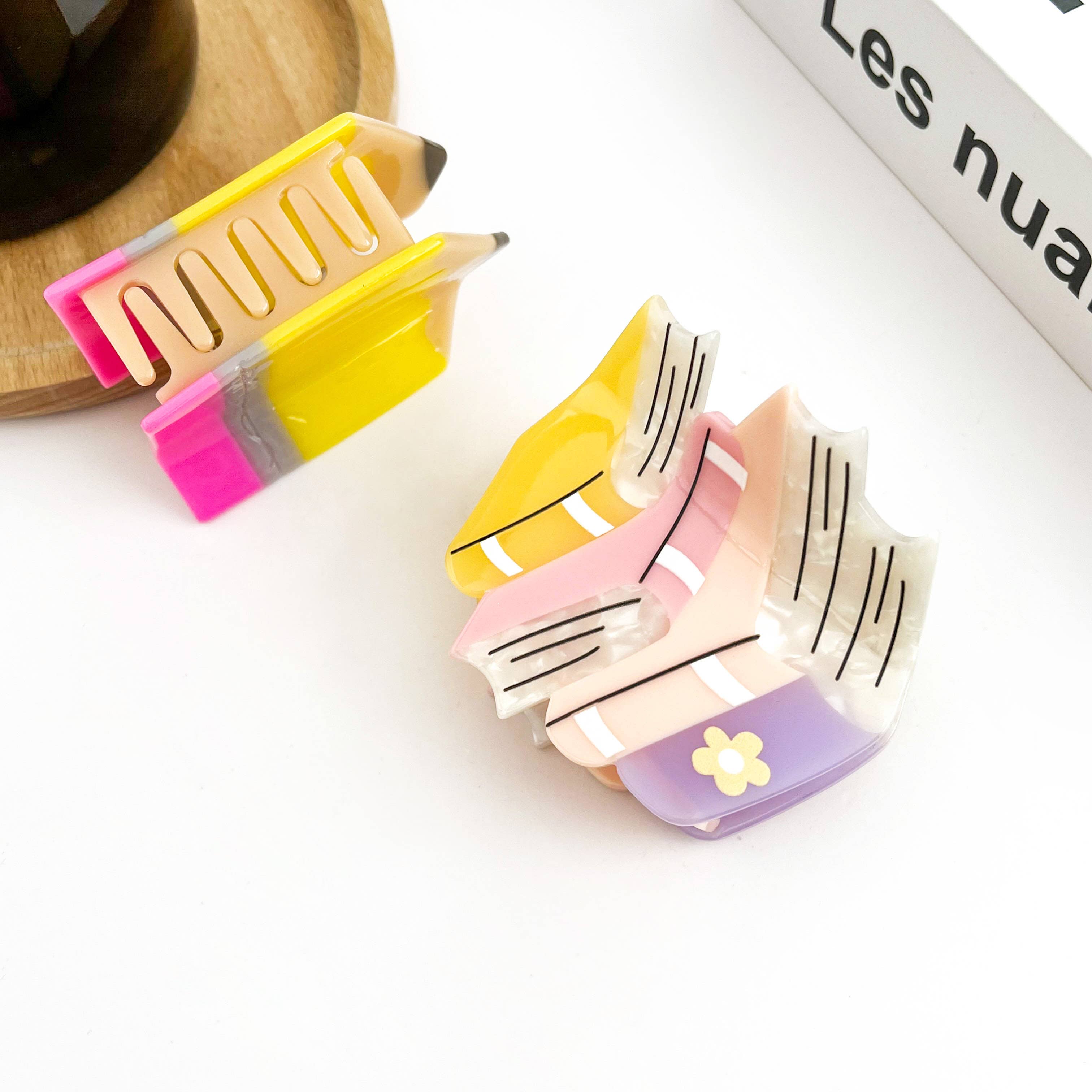 TheDivaSoap – wholesale Hair clip – Women’s – Stacked Books Hair Clip & Pencil Claw Clip4