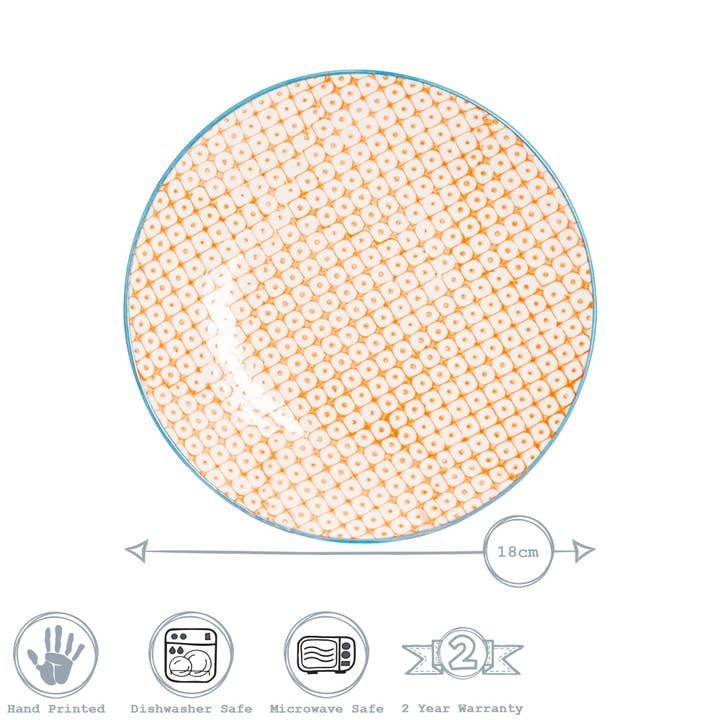 Rinkit Pty Ltd - Wholesale Dinner plate - Hand-Printed Side Plate - 18cm - Orange5