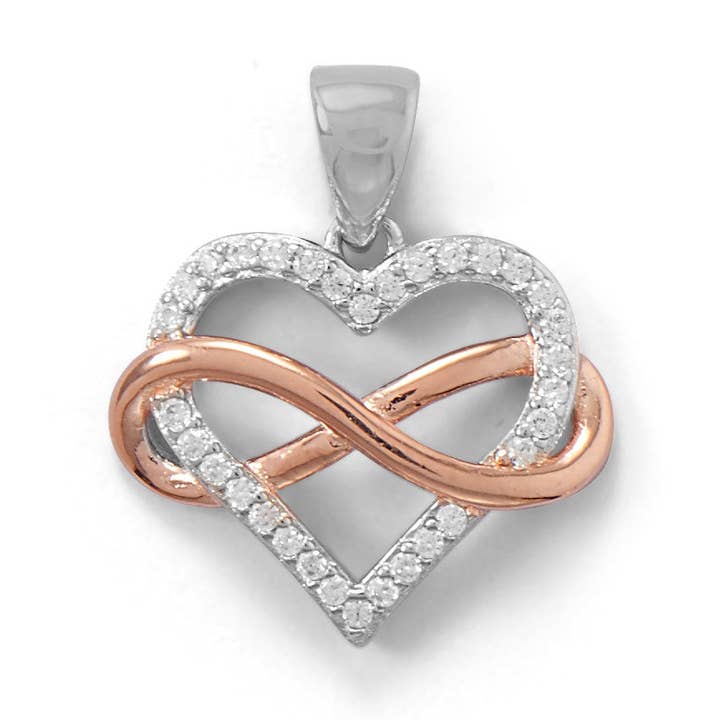 Tweekleurige CZ Infinity hartvormige hanger voor wholesale door Silver Stars Collection