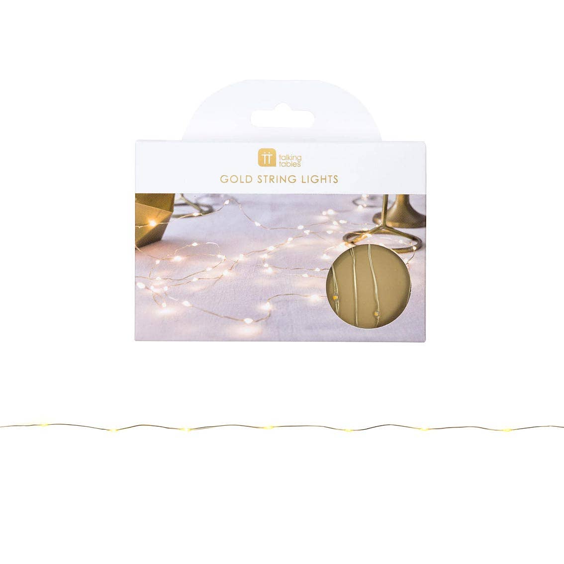 Talking Tables UK – wholesale String lights – Party Illuminations Gold Wire LED Lights - 3m1