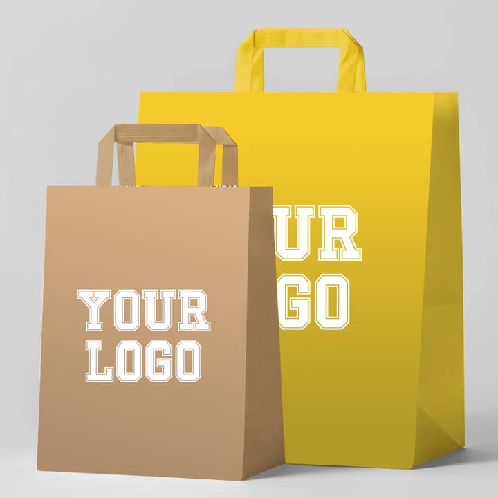 GEXWORLDWIDE - Wholesale Grocery/Shopping Bag - Custom Ink Print Flat Handle Paper Bags