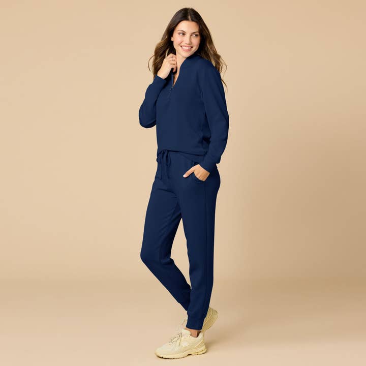 Softies – wholesale Mjukisset – Dam – Athleisure DreamTech 1/4 Zip Jogger Set för kvinnor24