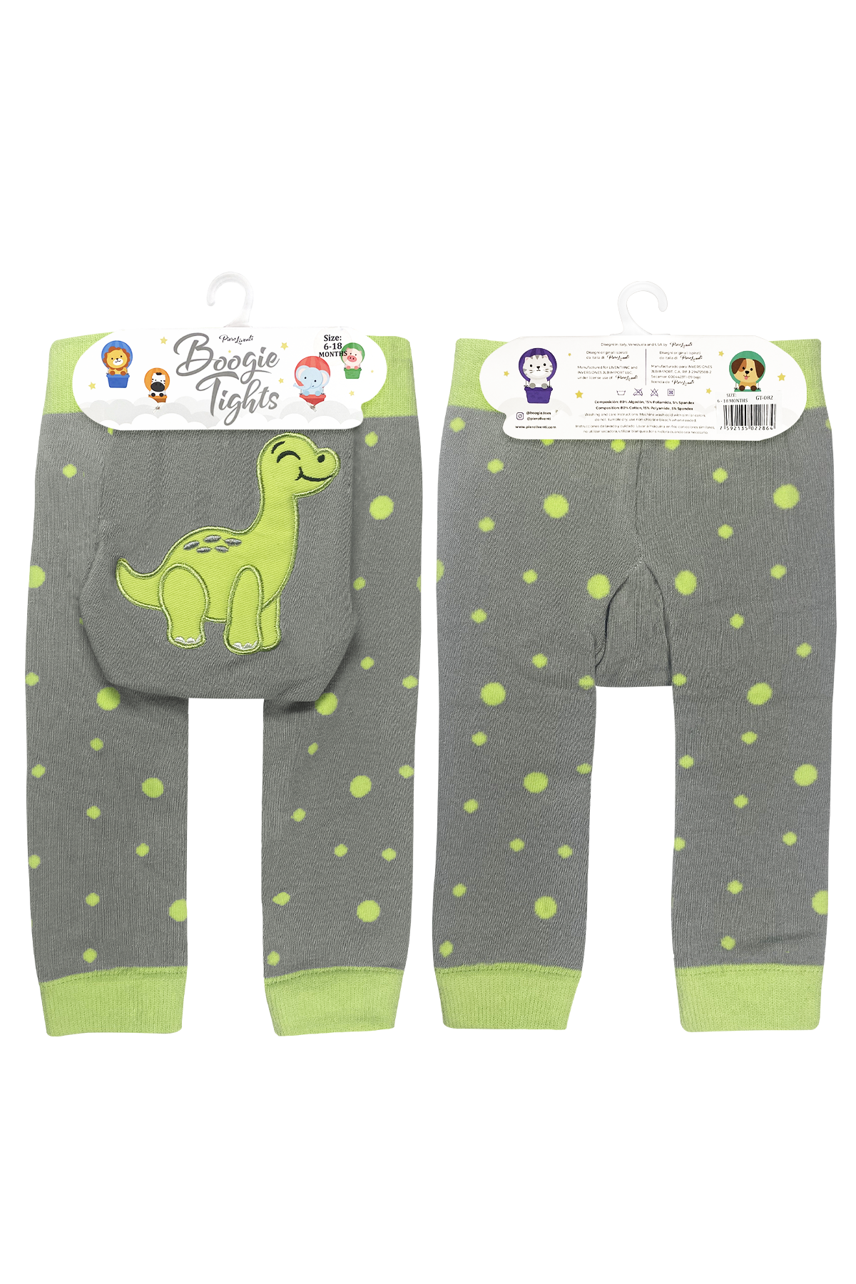 Boogie Toes – Großhandel Hose – Baby – Grüne Dino Baby Boogie Strumpfhose1