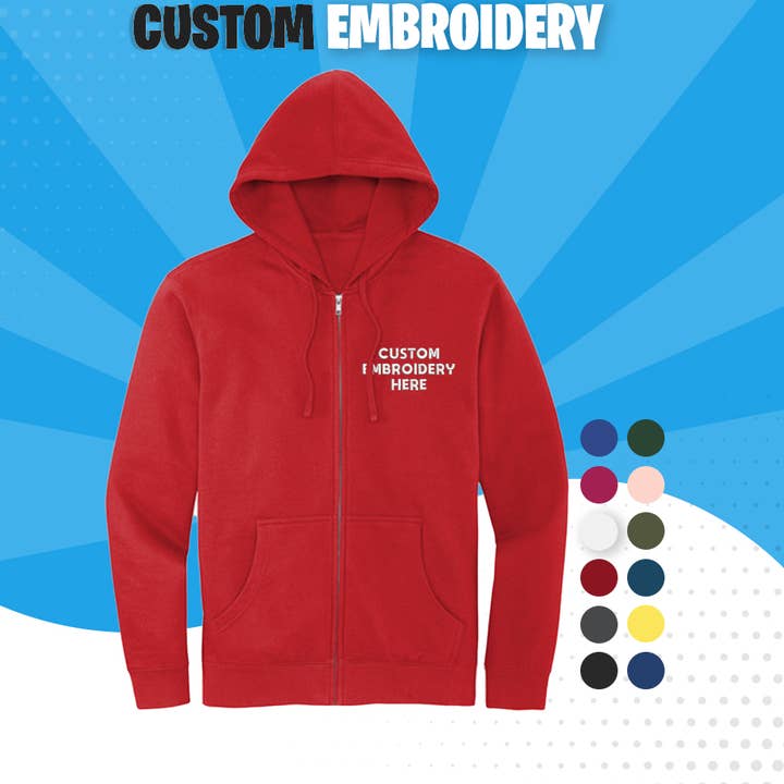 Men's Custom Embroidered Fleece Full-Zip Hoodie ( 6 Pcs ) for wholesale by TSS Printing