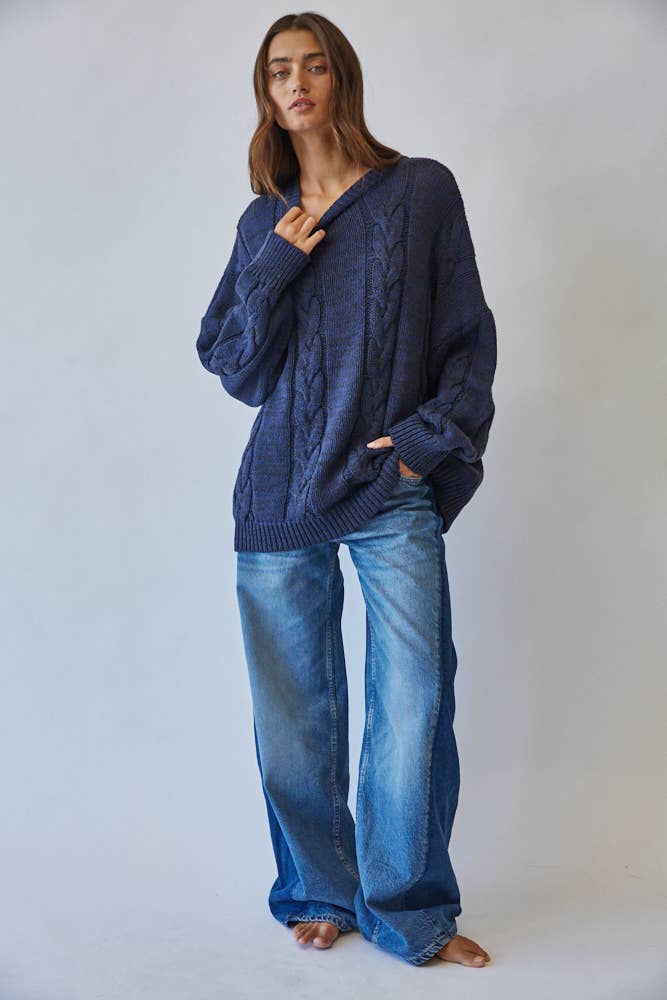 Creamon - Wholesale Knit Sweater - Women's - NSW3211-NAVY7