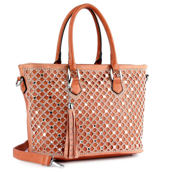 Handbag Express - Wholesale Tote Bag - Women's - Dazzling Rhinestone Shopper Style Tote15