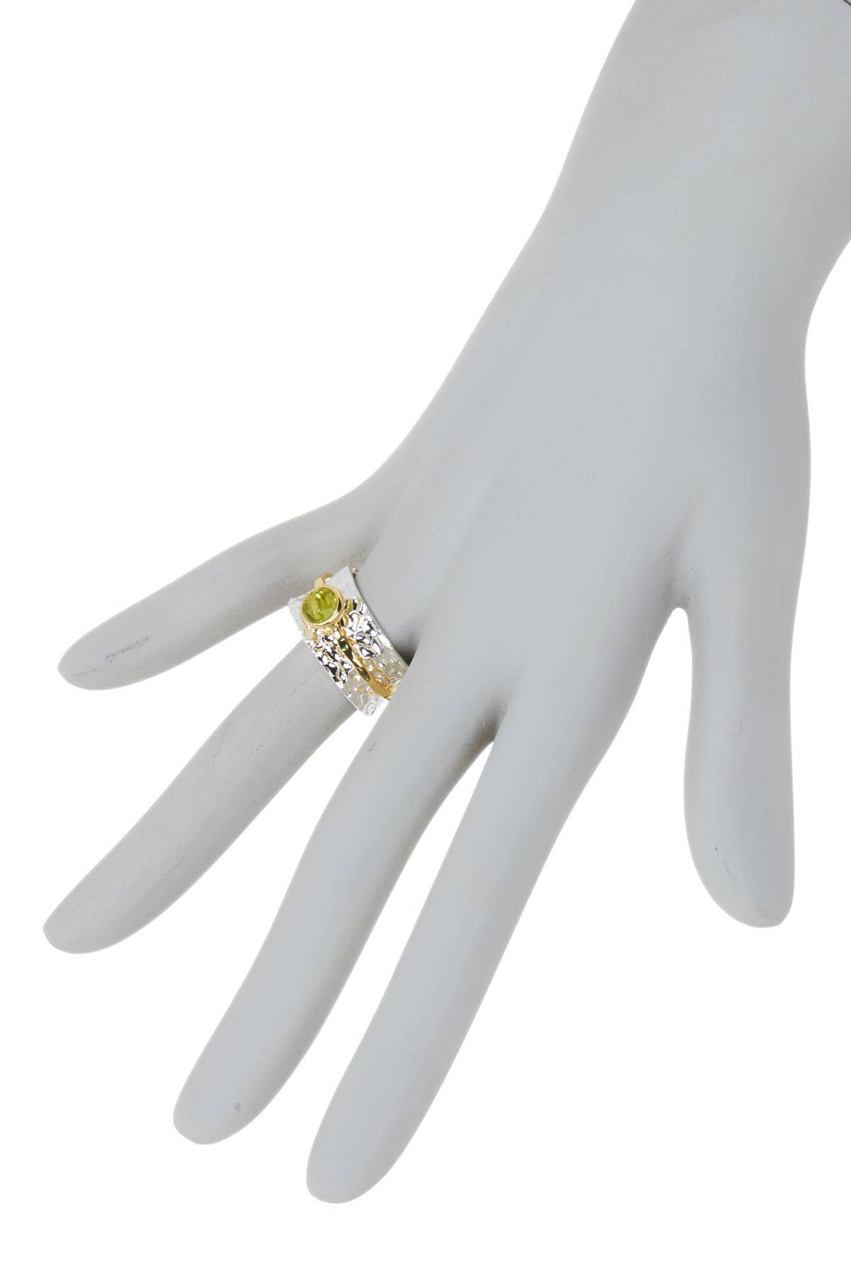 Zoey Simmons - Wholesale Single Stone/Solitaire Ring - Peridot Crystal 2 Tone Spinner Ring - SF2