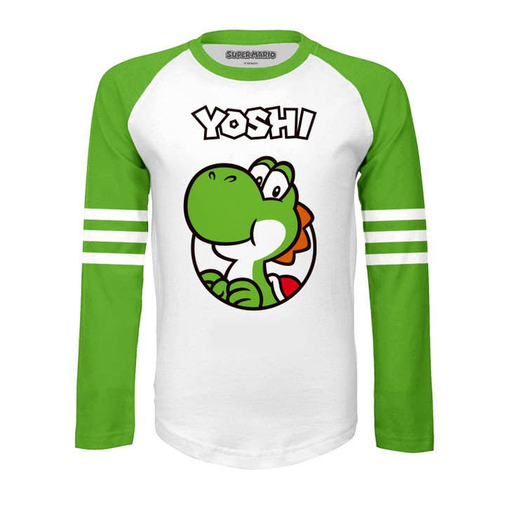Heroes Inc. Europe B.V. - Vente T-shirt sérigraphié – enfant - Chemise raglan Nintendo Super Mario Yoshi Since 1990 pour enfants