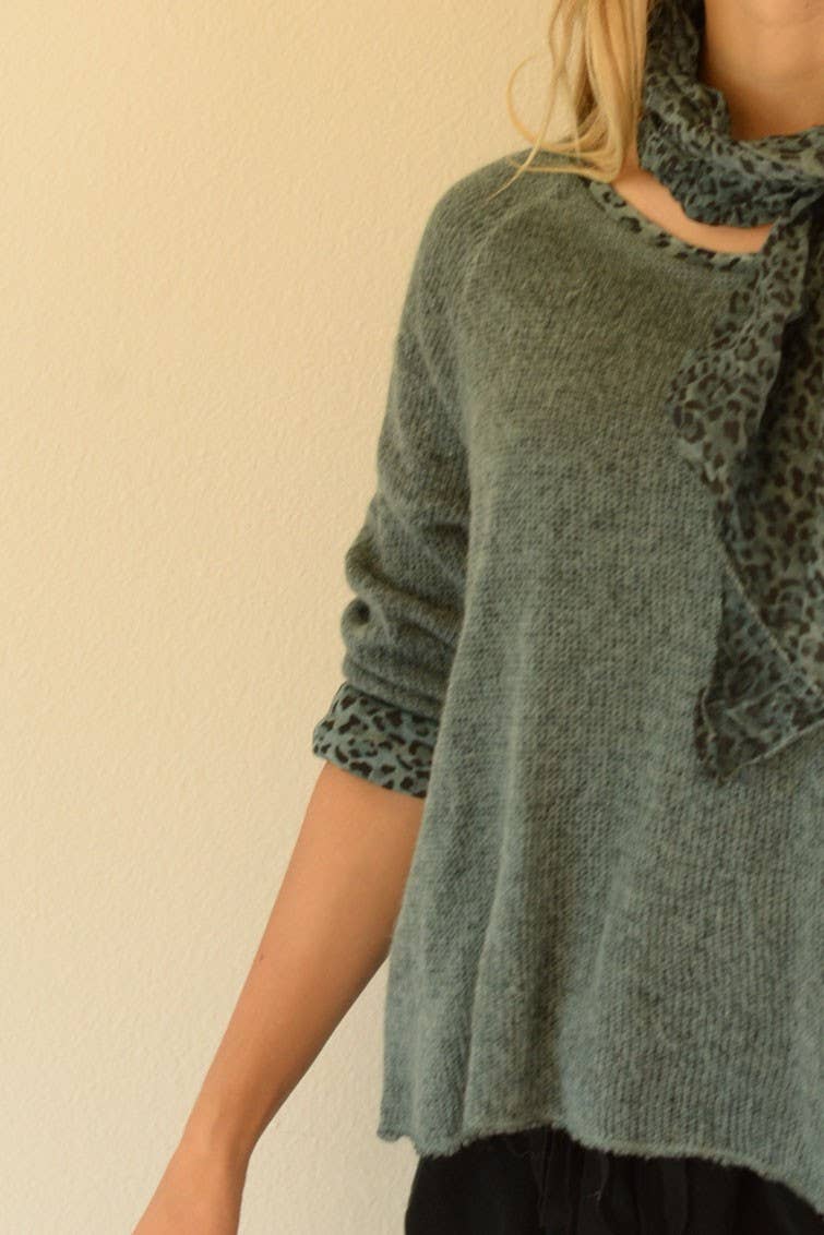 Ambiente - Wholesale Knit Sweater - Women's - WASHED VISCOSE BLENDED MOHAIR SWEATER-T2309EL186213