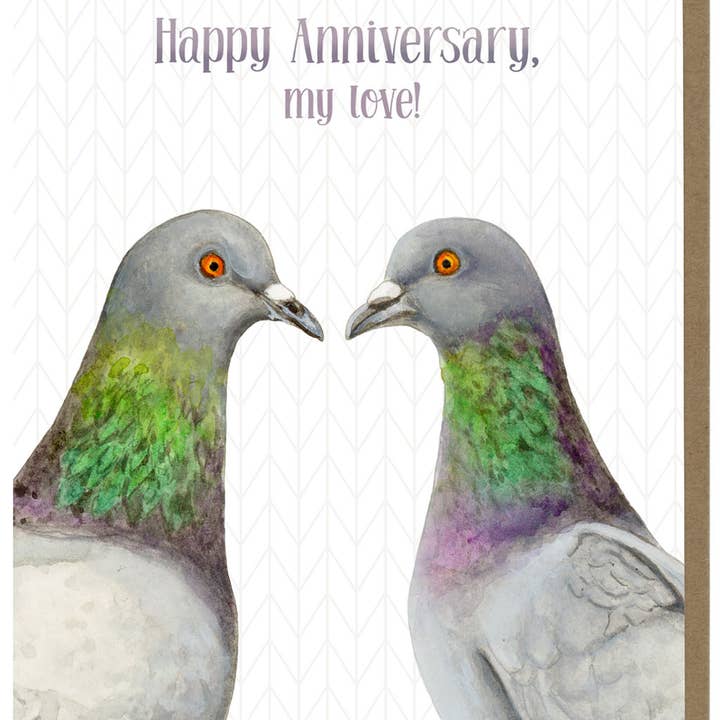 Amy Rose Moore Illustration - Wholesale Anniversary Card - Anniversary - Pigeons - Greeting Card 3
