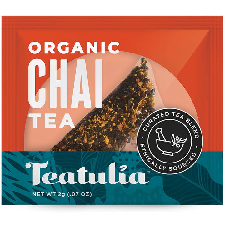 Masala Chai Wrapped Organic Pyramid Tea Bags for wholesale by Teatulia Organic Teas