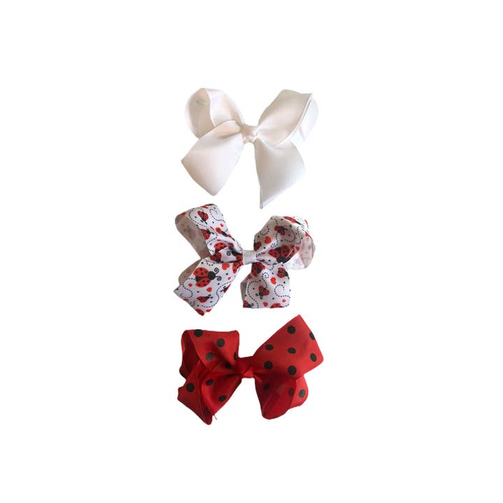 Lady Bug Bow Pin Set van 3 voor wholesale door Karolina and Company
