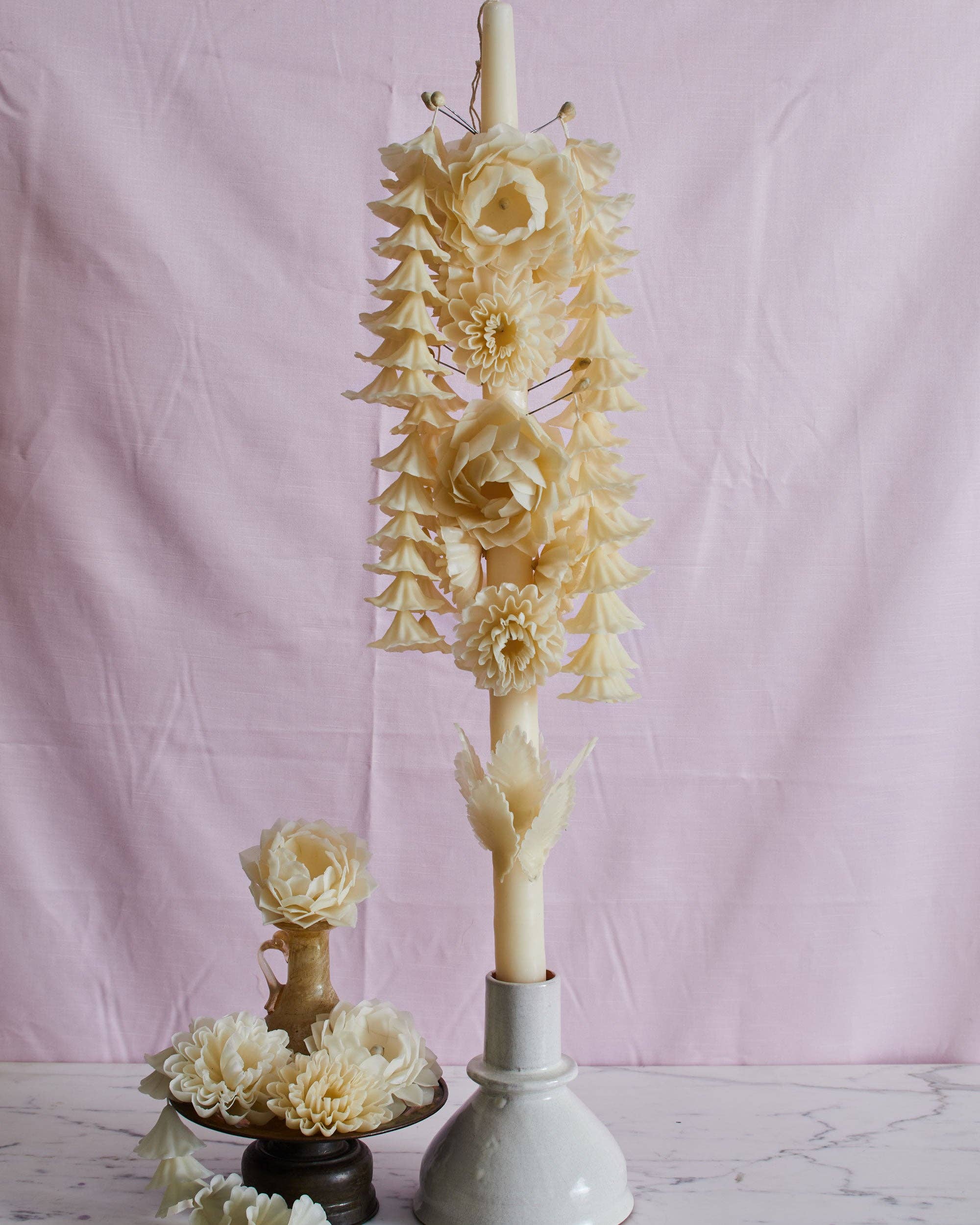 El Shoppo - Wholesale Tapered Candle/Candlestick - White Flower Candle8