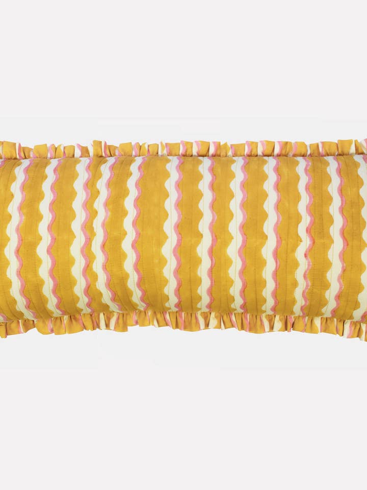 Cotton Quilted Frill Cushion | Wiggle | Honey | Bolster for wholesale by YONDER.