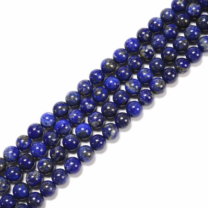 CRCBEADS - Vente Perle - Perles rondes lisses en lapis-lazuli naturel 3,5 - 4mm 6mm 8mm 10mm 12mm 15,5'' brin1