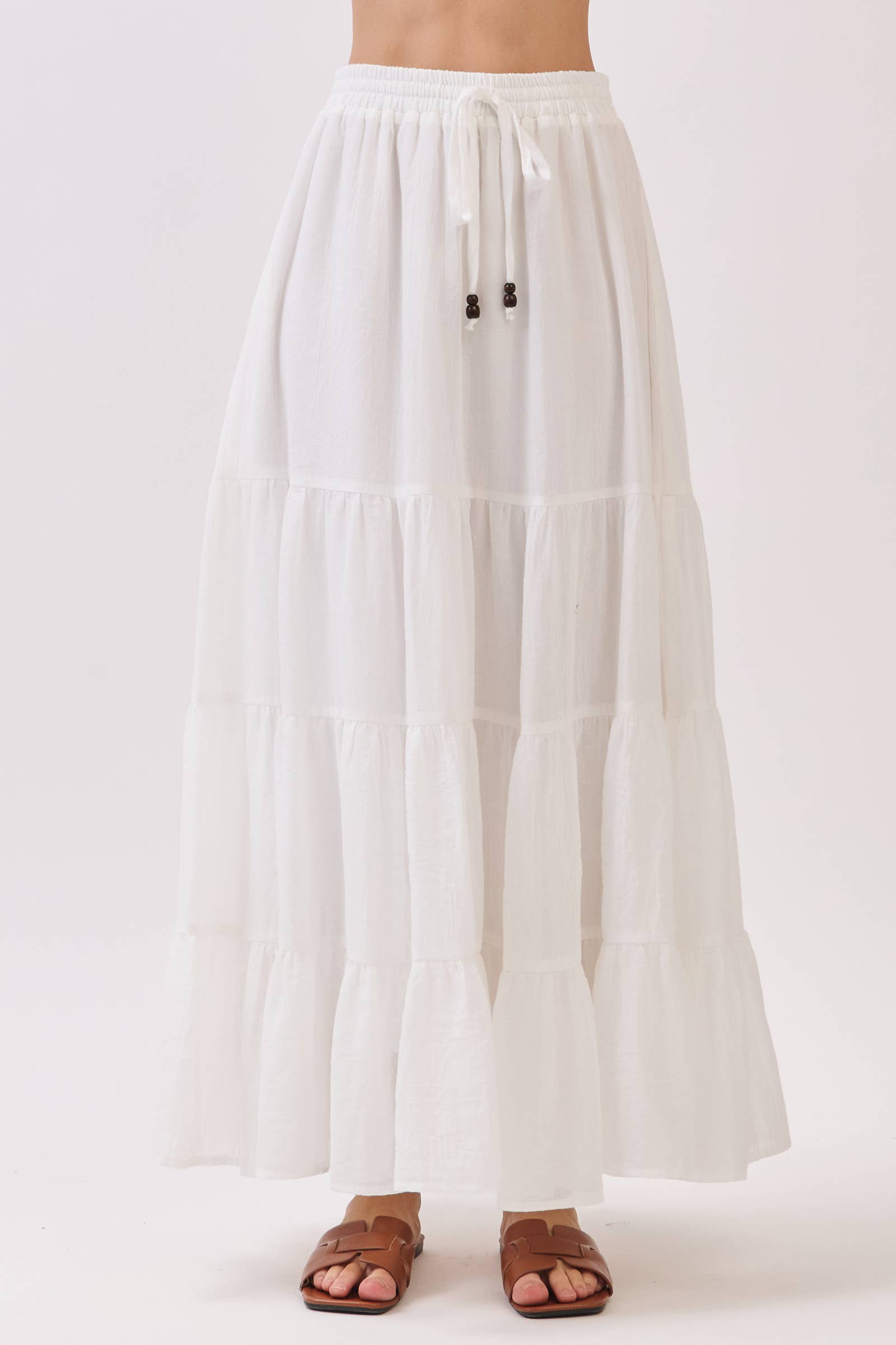 Final Touch - Wholesale Skirt - Women's - Tiered Coconut Tie Detail Maxi Skirt - VS30093