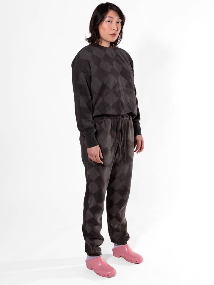 Pantaloni felpati con stampa Charcoal Diamond per la vendita all'ingrosso da parte di Shelbe Shop