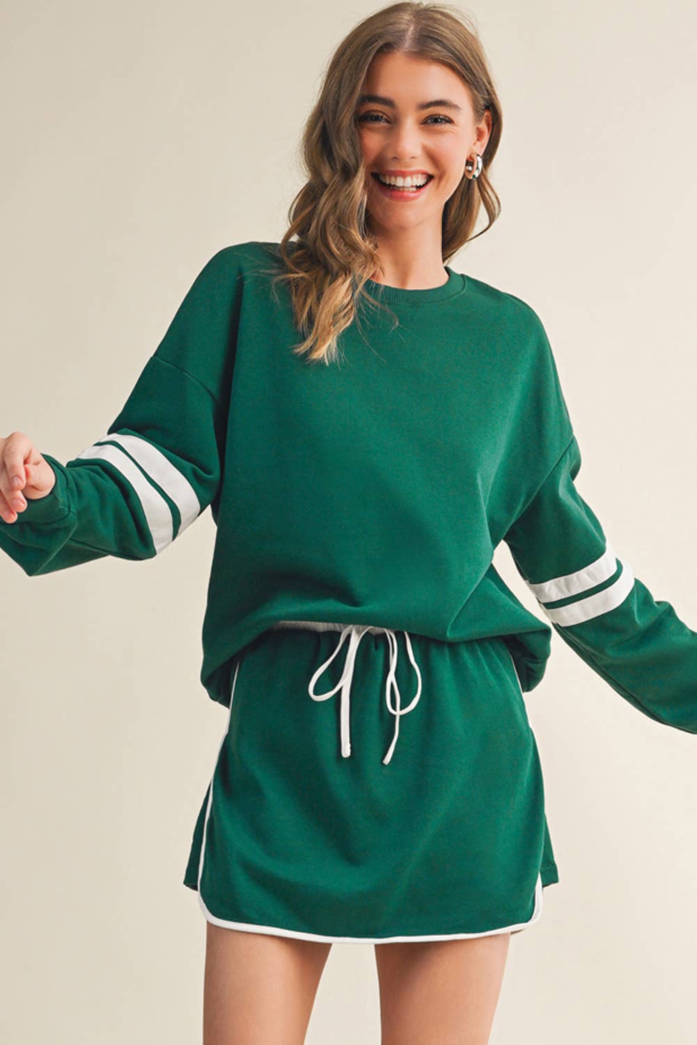 Aapparella - Wholesale Top & Skirt Set - Women's - Stripe Long Sleeve Top & Skort 2 Pcs Set | S-XL19