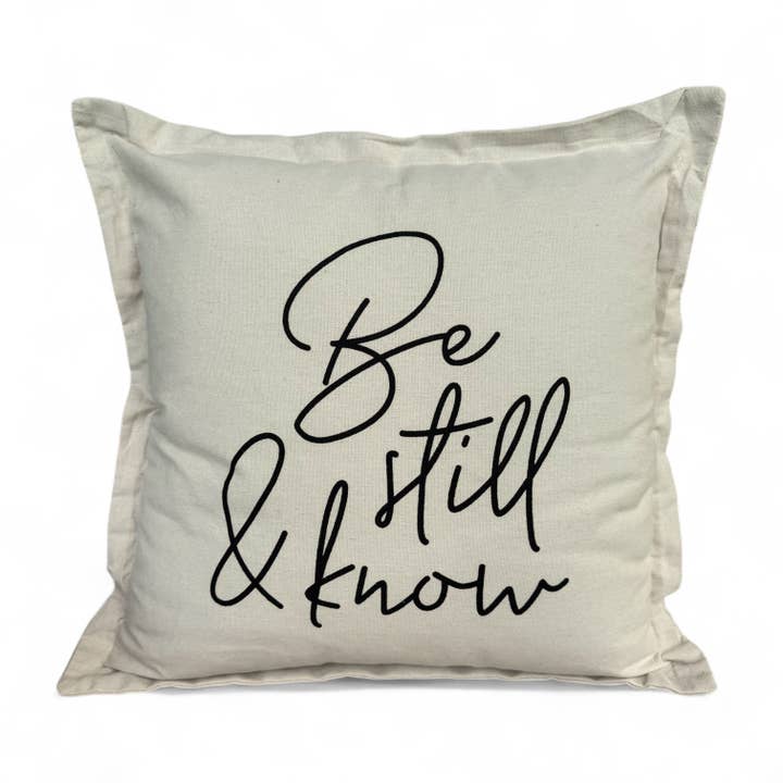 Be Still & Know Canvas Pillow for wholesale by The Vintage Sparrow