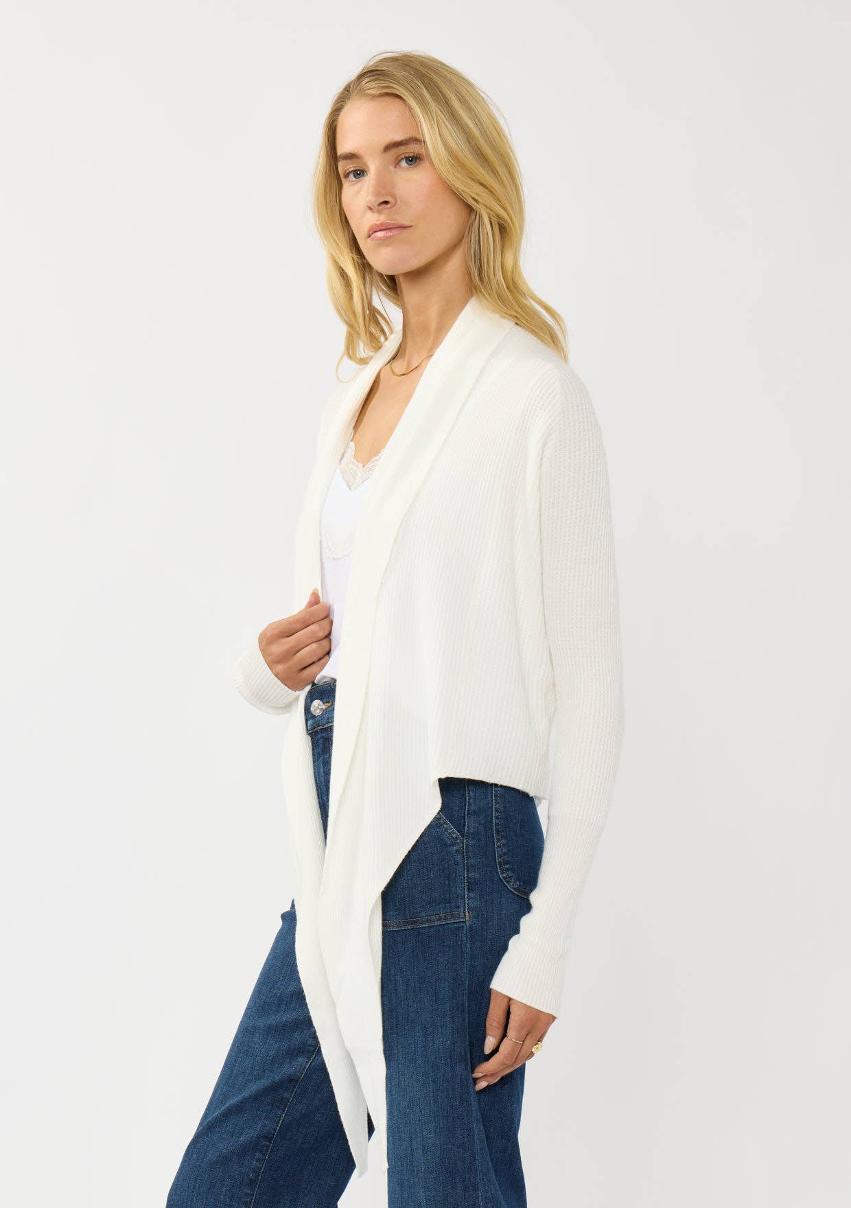 Lovestitch - Wholesale Cardigan - Women's - Waffle Knit Long Sleeve Tie Front Cardigan56