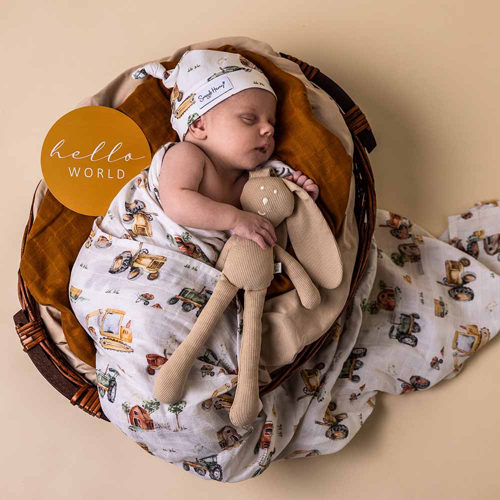 Snuggle Hunny - Wholesale Swaddle - Baby - Diggers & Tractors Organic Muslin Wrap5
