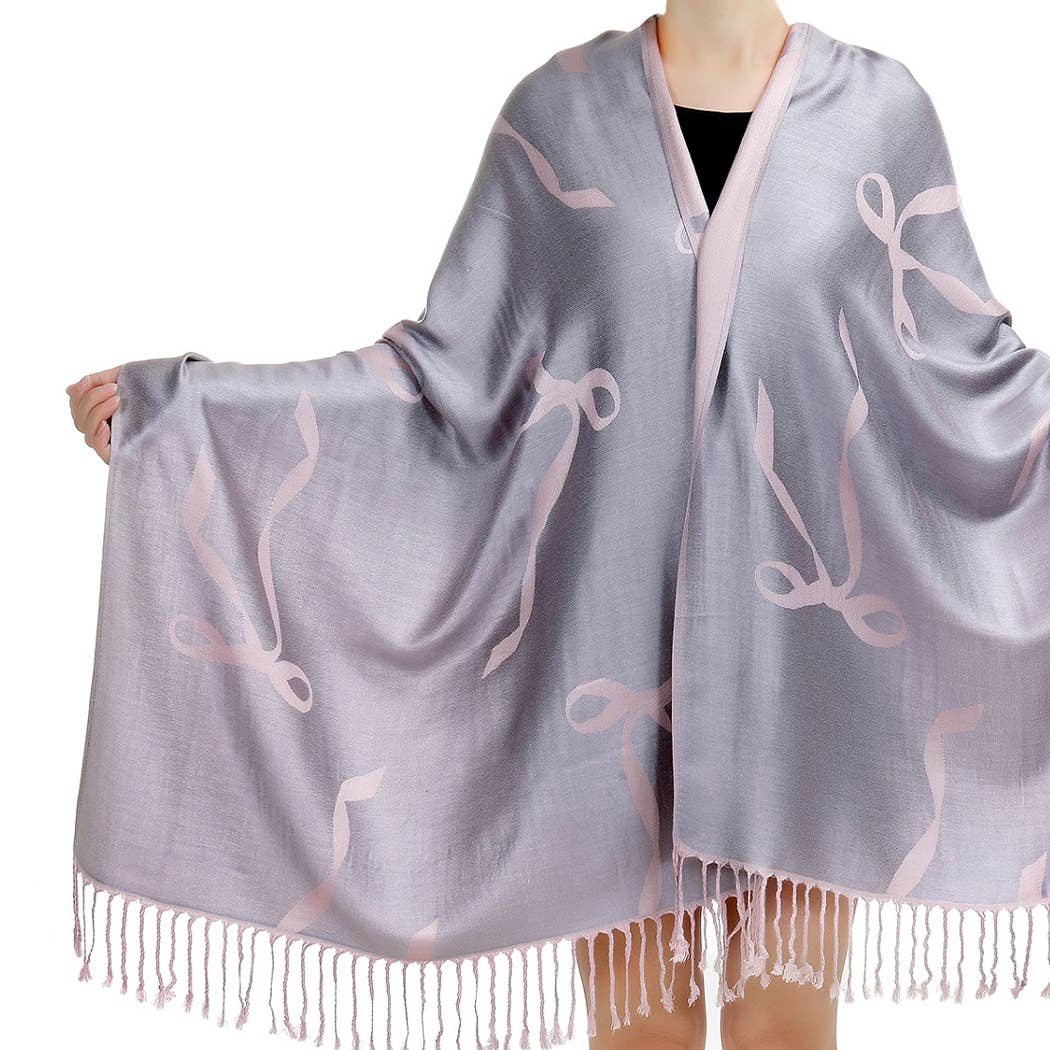 12 COLORES SURTIDOS Chal de Pashmina con Patrón de Lazo Chic de venta al por mayor en Faire3