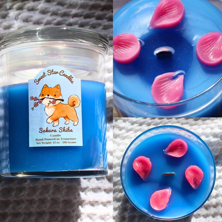 Crackling Wooden Wick Candle Sakura Shiba Floral Scented for wholesale by Sweet Star Candles