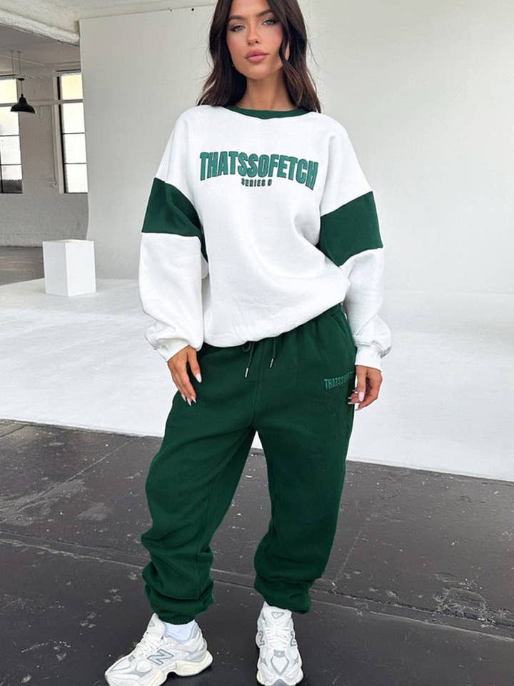 Herfst Winter Brieven Multicolor Bedrukte Truien Dameskleding Casual Broek Set voor wholesale door Bella Nova Style Co