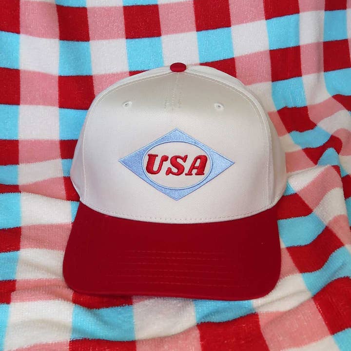 Sundrop - Wholesale Hat Accessory - Women's - USA Diamond Patch Embroidered Hat - July 4th Patriotic2