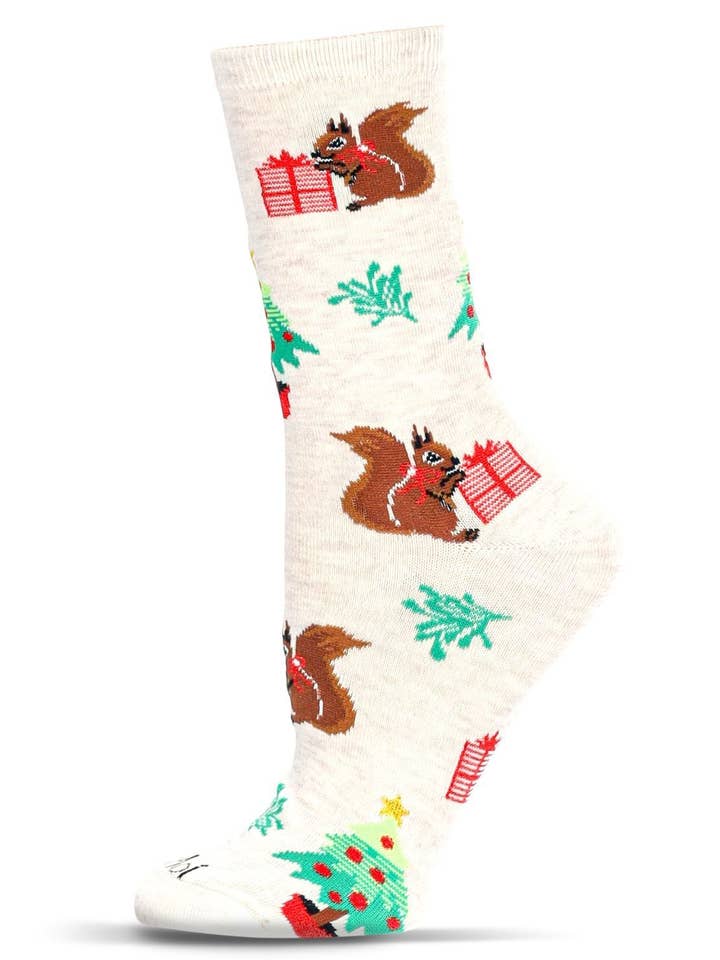 Farine d'avoine Bruyère Chaussettes Squirrels Holiday Crew pour femmes en vente sur Faire0
