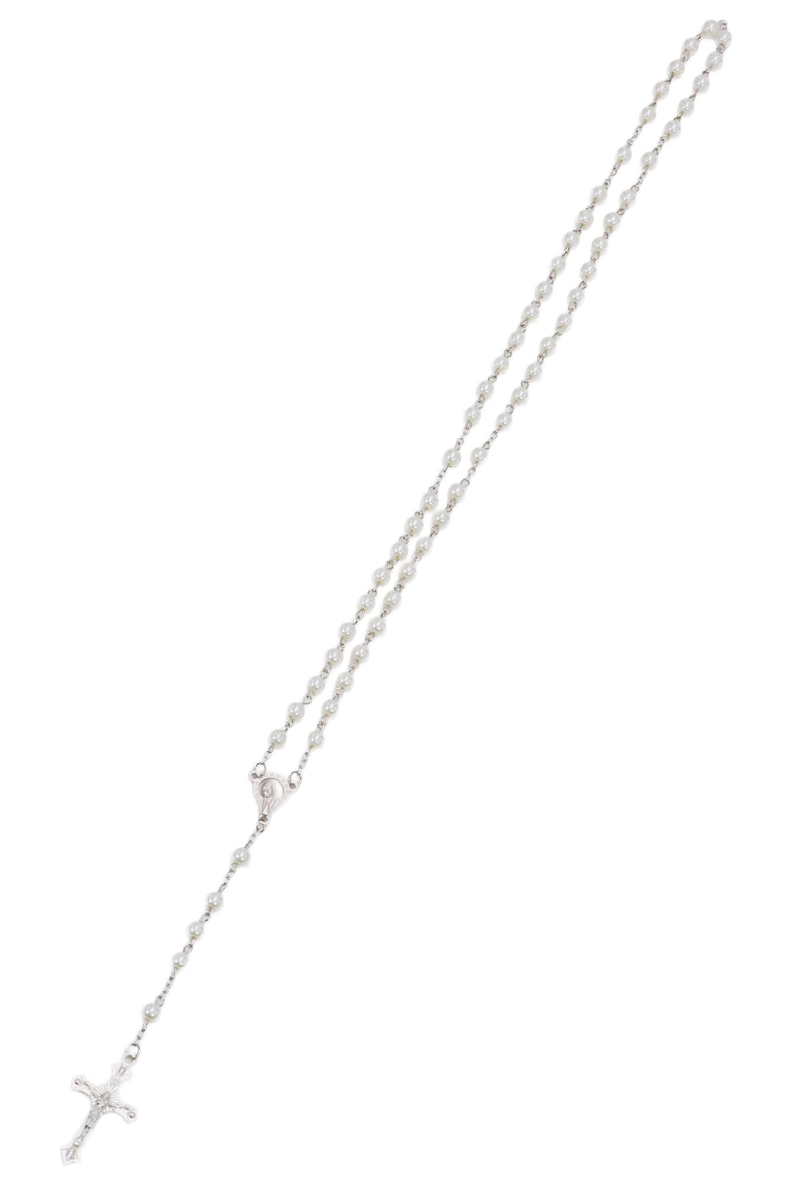 AS SHOWN True Cross White Prayer Beads Rosary Necklace for wholesale on Faire2
