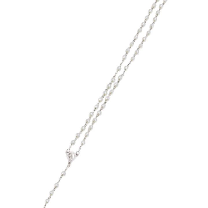 AS SHOWN True Cross White Prayer Beads Rosary Necklace for wholesale on Faire2