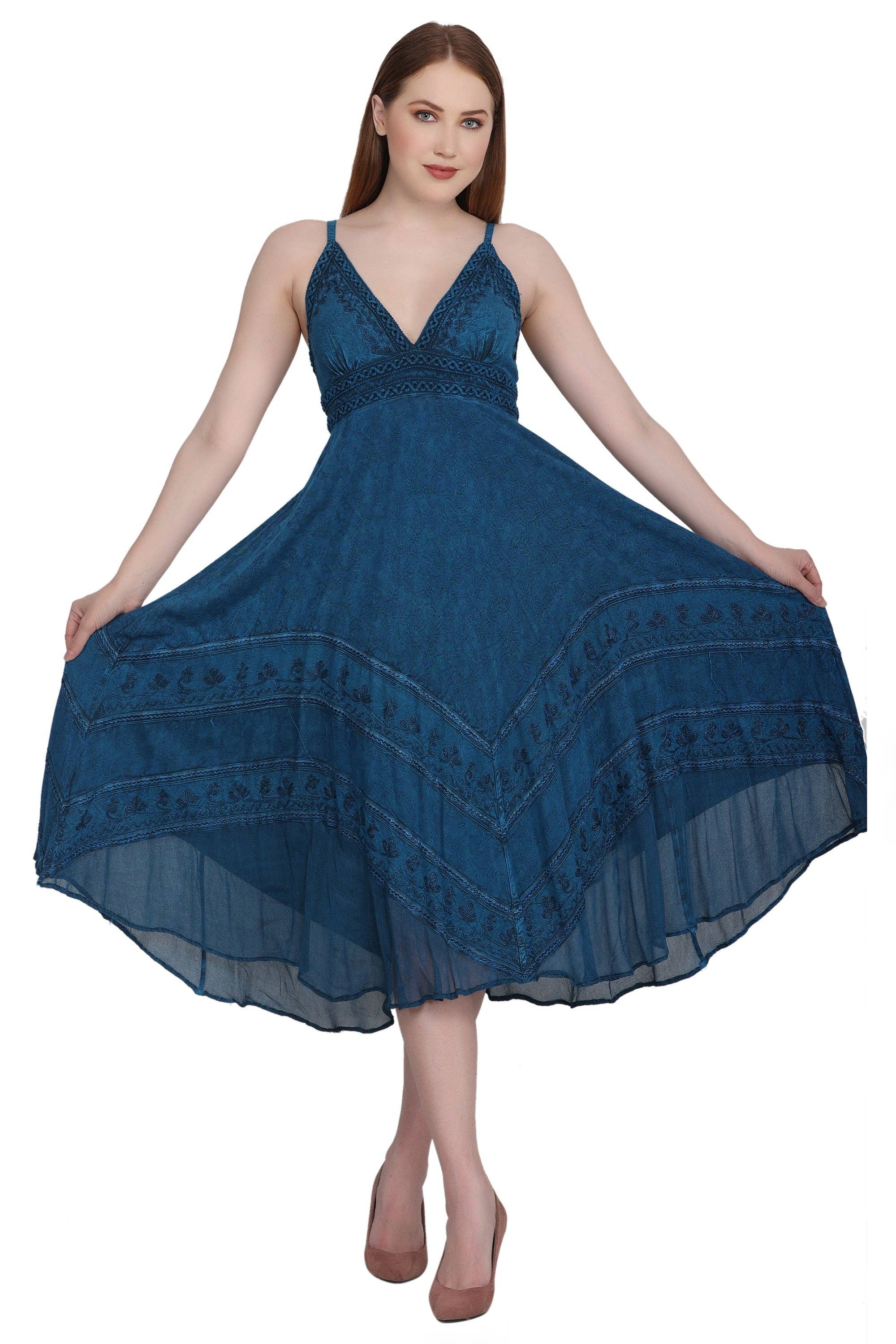 Advance Apparels - Wholesale Dress - Women's - Back Tie Acid Wash Dress (S/M-1X/2X) 4 Colors ADL-3033317