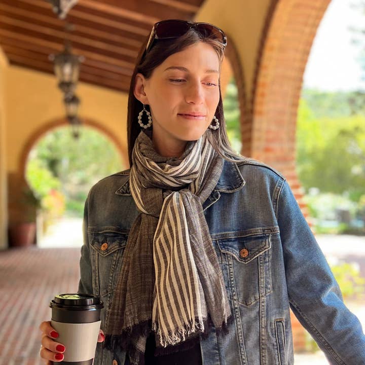 Humble Hilo - Wholesale Scarf - Women's - Humble Hilo Cumulus 100% Cotton Scarf Center Stripes41