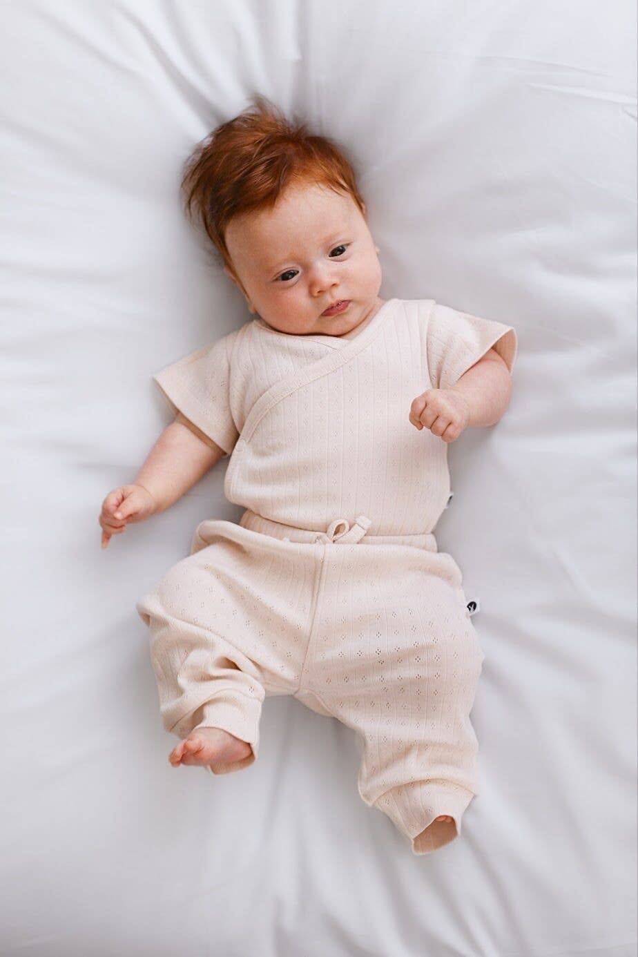 Burrow & Be Australia - Wholesale Trousers – Baby - SS25 Almond Blush Pointelle Baby Pants