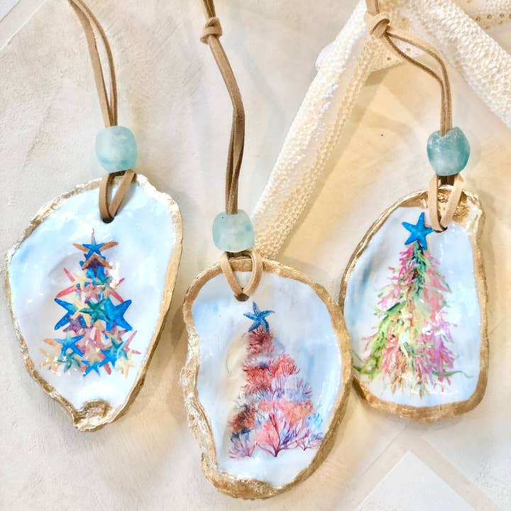 Coast and Cork - Wholesale Ornament - Coastal Christmas Tree Ornament - Oyster Shell