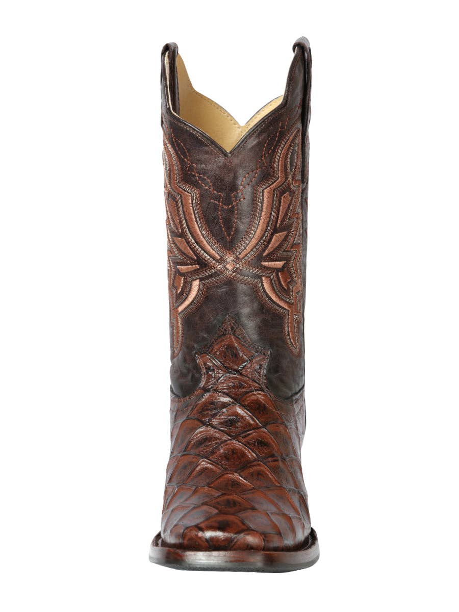 El General Western Wear - Wholesale Cowboy Boots - Men's - El General Rodeo Boot - Imit Pirarucu - Brown 446645