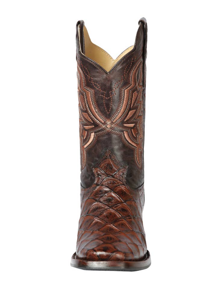 El General Western Wear - Wholesale Cowboy Boots - Men's - El General Rodeo Boot - Imit Pirarucu - Brown 446645