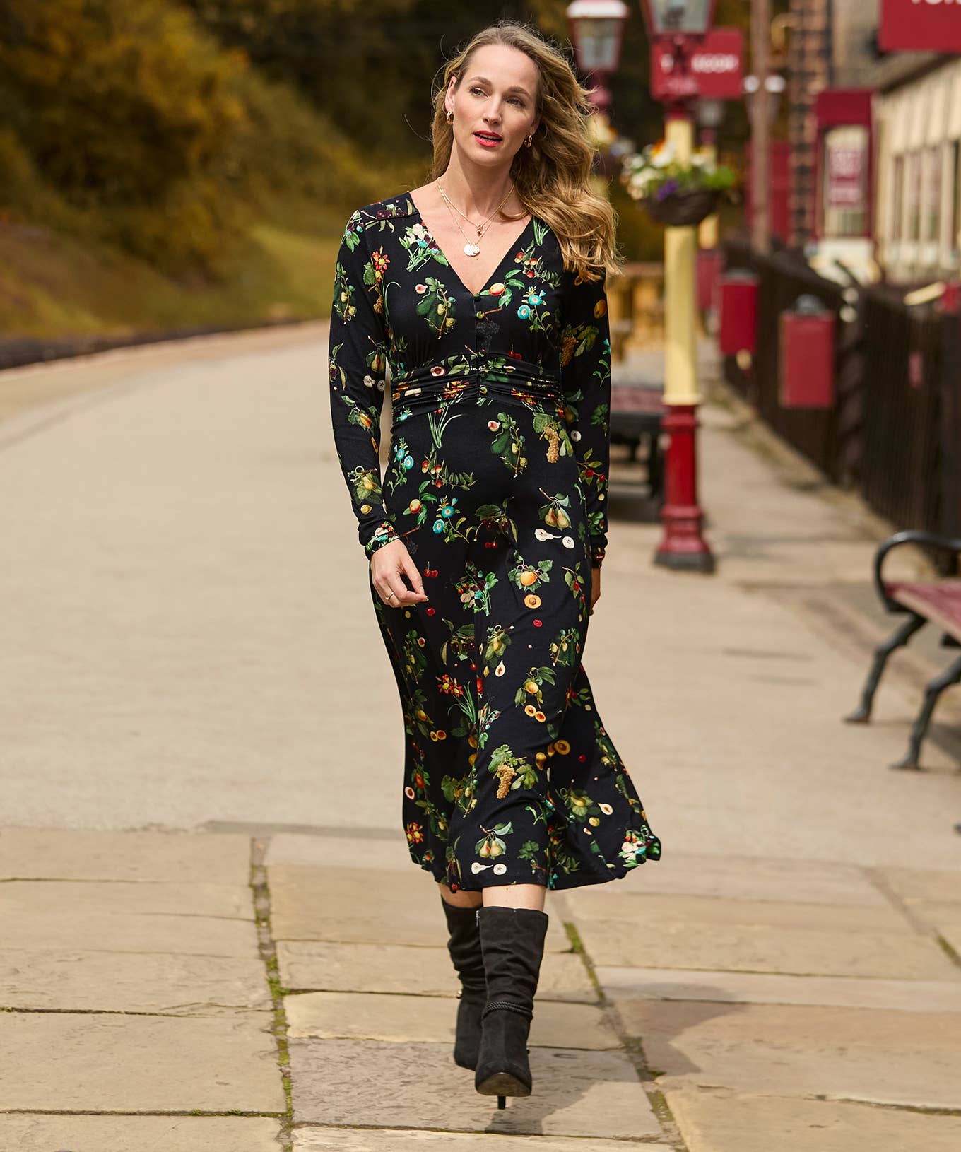 Schwarz Orla Bedrucktes Jerseykleid für den Großhandel auf Faire2