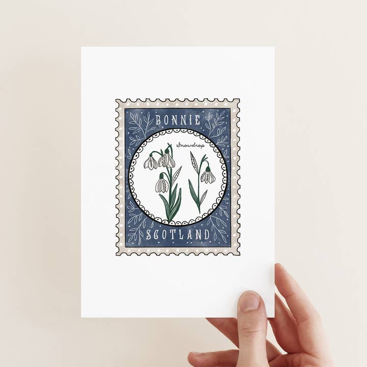 Snowdrop Stamp Card for wholesale by Juniper Press