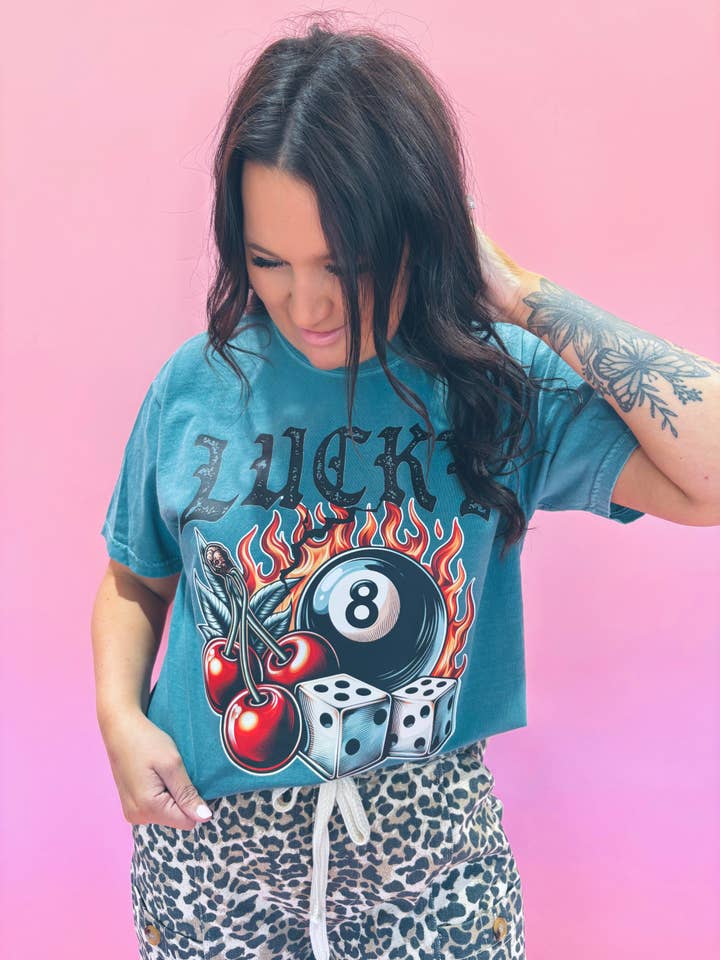 Lucky 8Ball Print Graphic Tee for wholesale by T's tanning & boutique