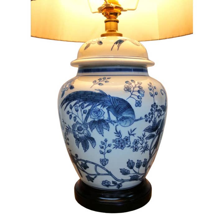 Mandarin Arts Ltd – wholesale Accent/desk lamp – Tropical Birds Jar Lamp2