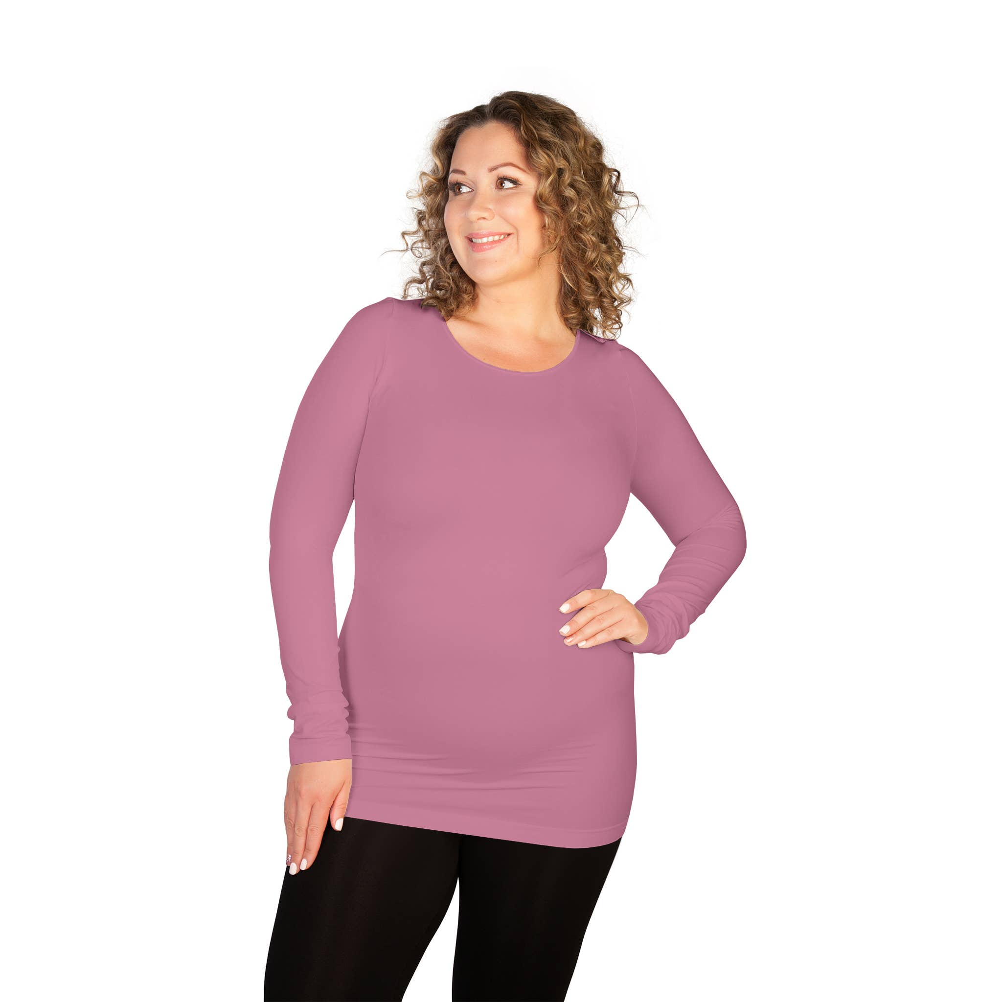 Skinnytees - Wholesale T-Shirt - Women's - Plus Long Sleeve Crew Neck3